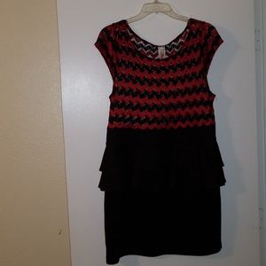 Black and Red Ruffle Dress